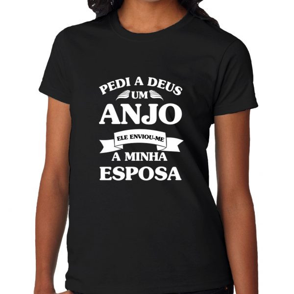 t-shirt pedi a deus um anjo e ele deu-me a minha esposa mod.72