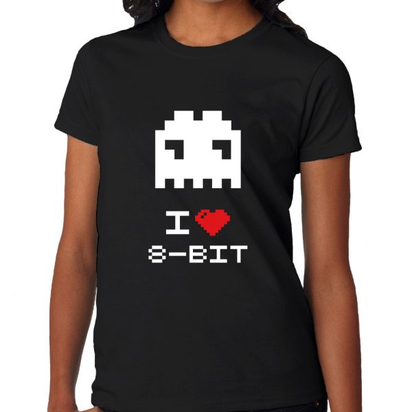 t-shirt i love 8 bit pacman mod.80