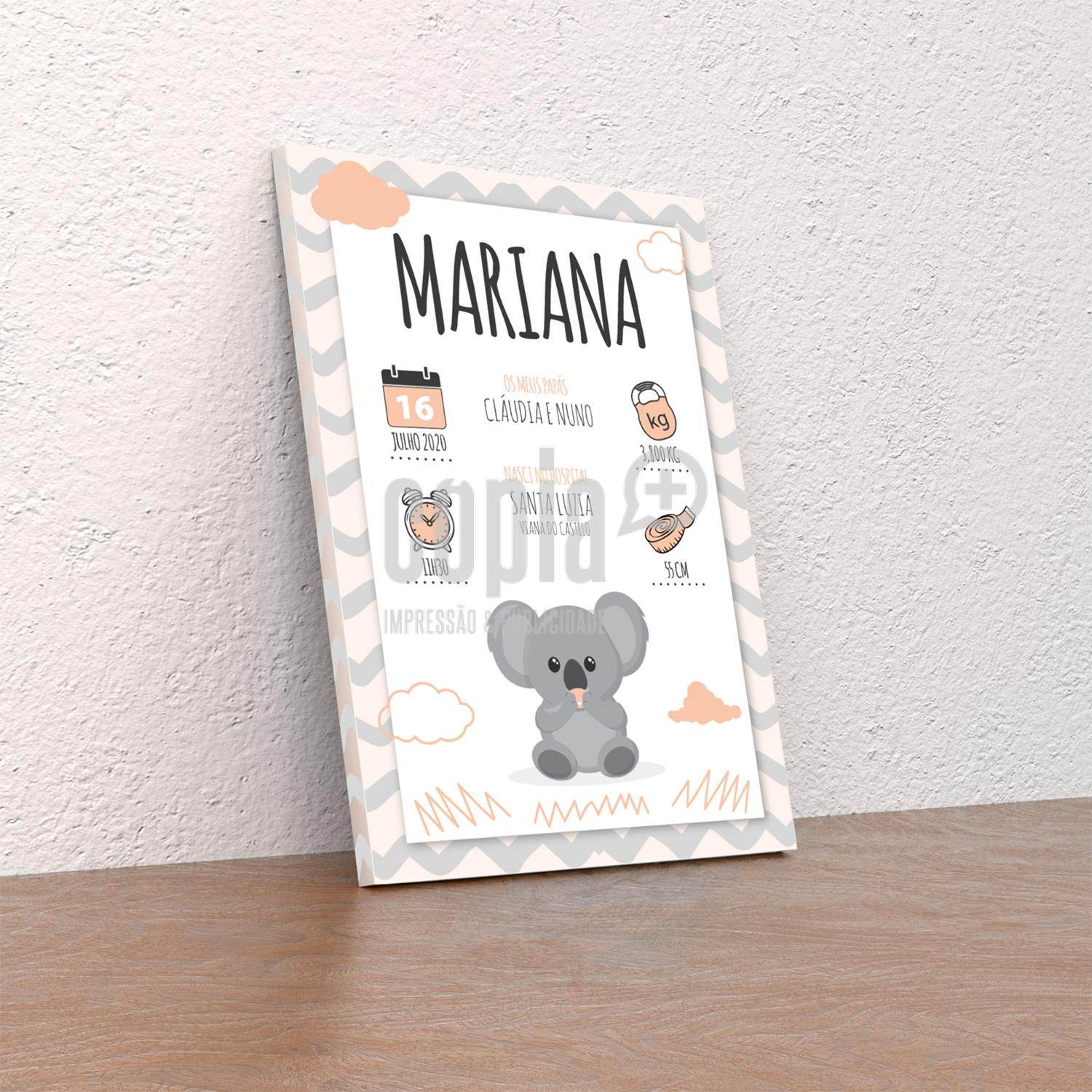 Tela Canvas 18 Dados Nascimento Menina