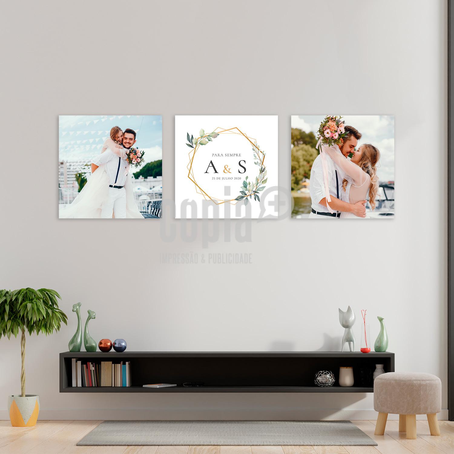 Conjunto 3 Telas Canvas - Casamento