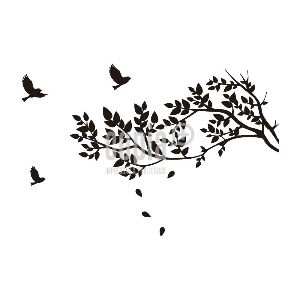 Wall Sticker Cópia+ Viana do Castelo Galho de Árvore com Pássaros mod.51