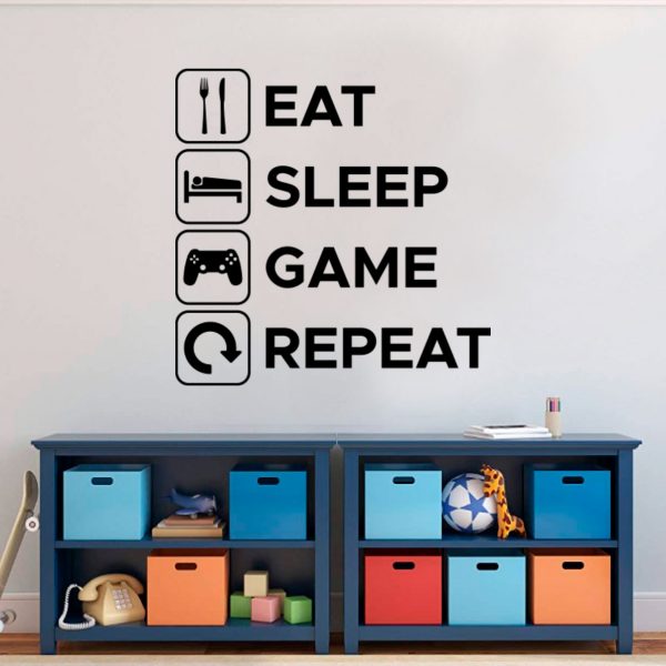 wall letter cópia+ eat sleep game repeat