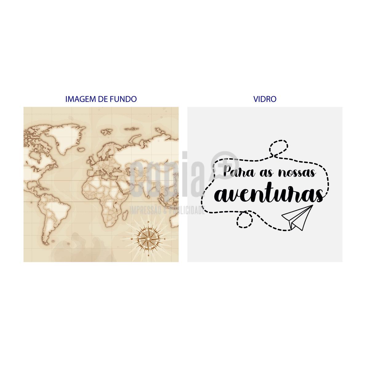 Mealheiro Caixa madeira com vidro para as nossas aventuras mod.1