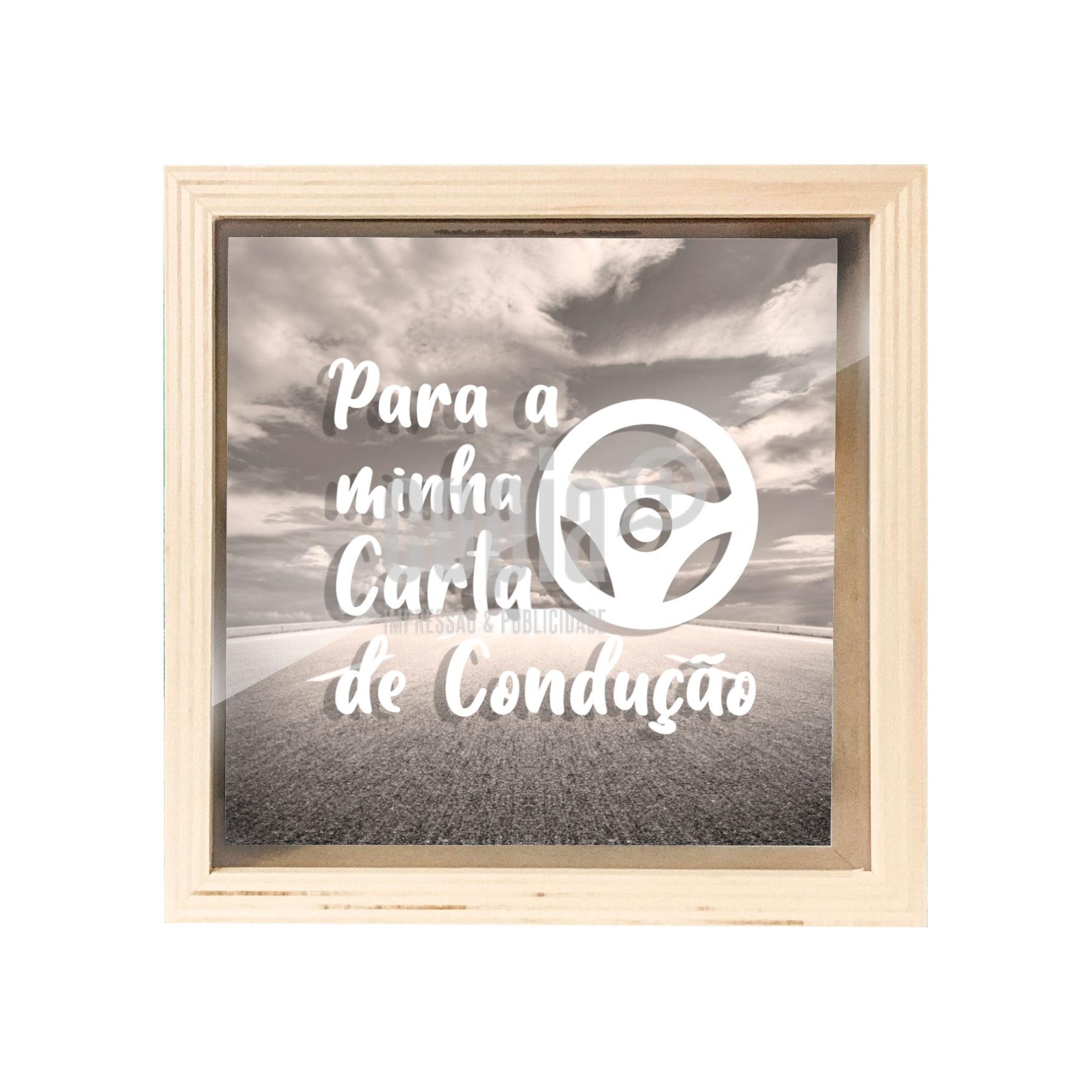 Mealheiro caixa madeira com vidro para a minha carta de condução mod.2