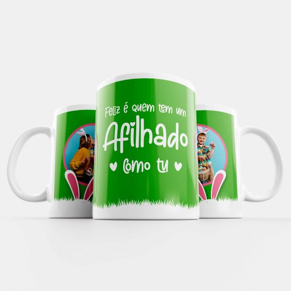 Caneca Páscoa Feliz é quem tem um afilhado como tu mod.139_5 copiamais