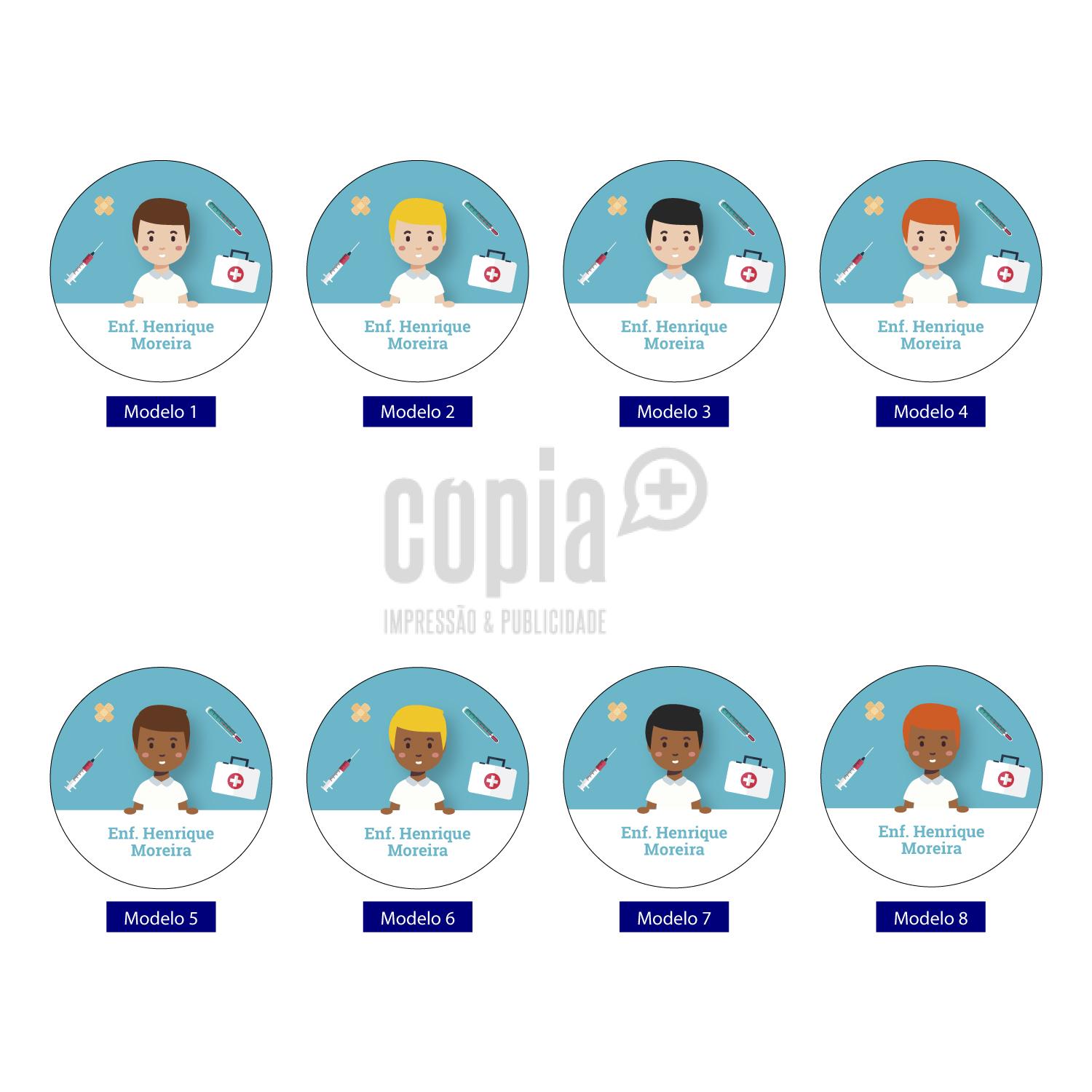 Crachá de identificação enfermeiro modelos copiamais pin mod.86