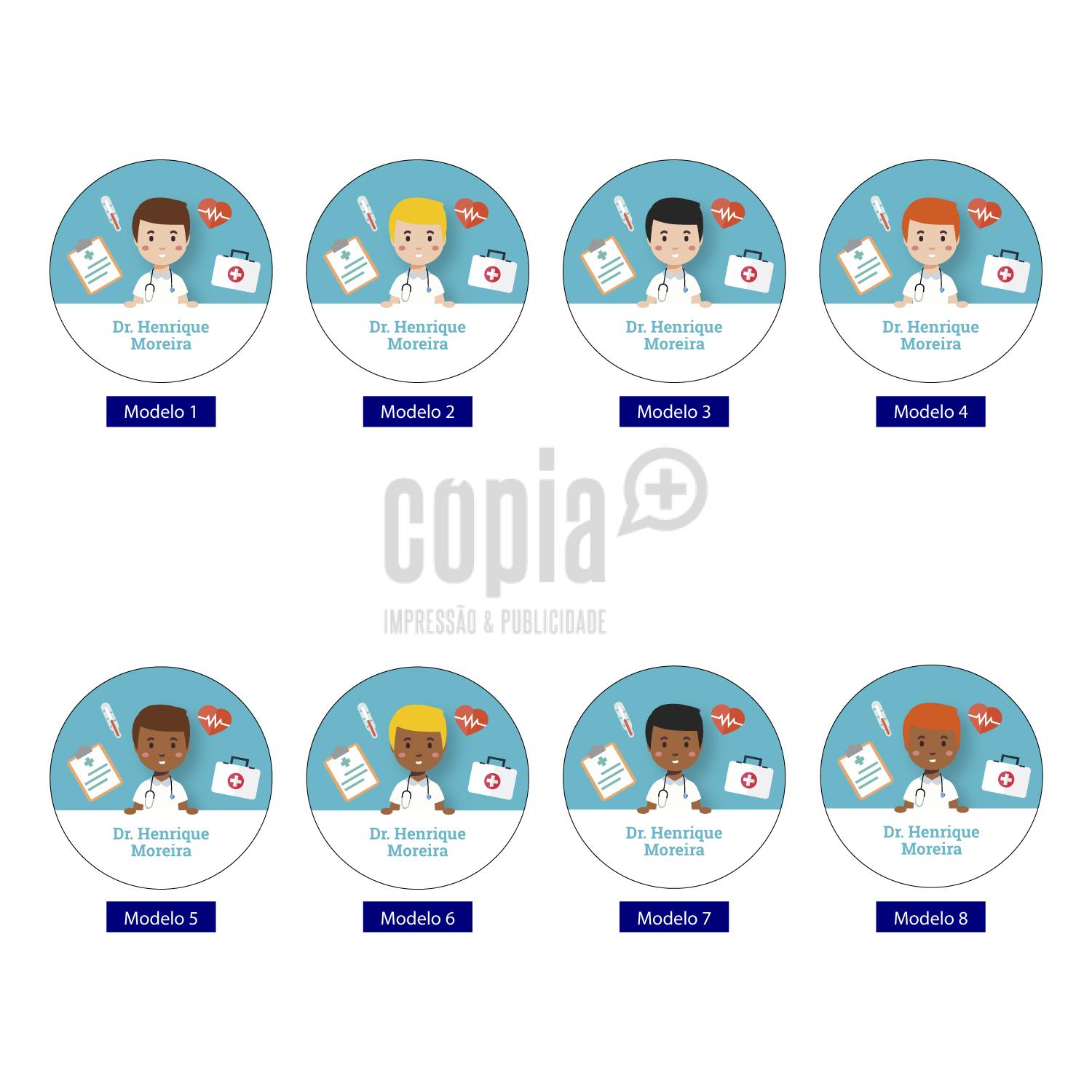 Crachá identificação para médico pin modelos copiamais mod.87