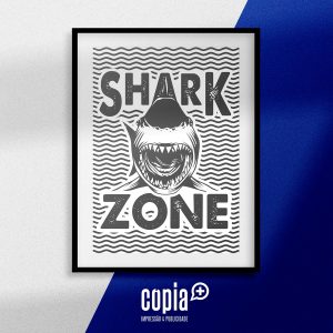 poster shark zone cartaz moldura mod.111