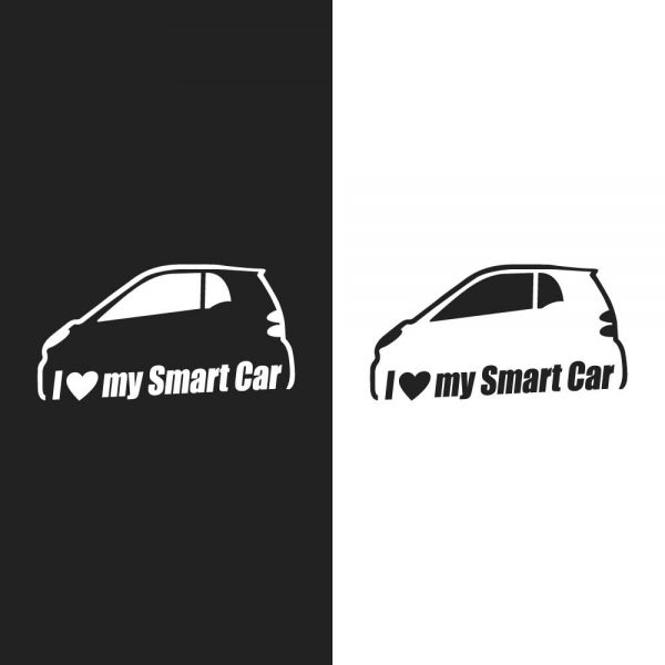 adesivo sticker autocolante i love my smart car cópia+ mod.24