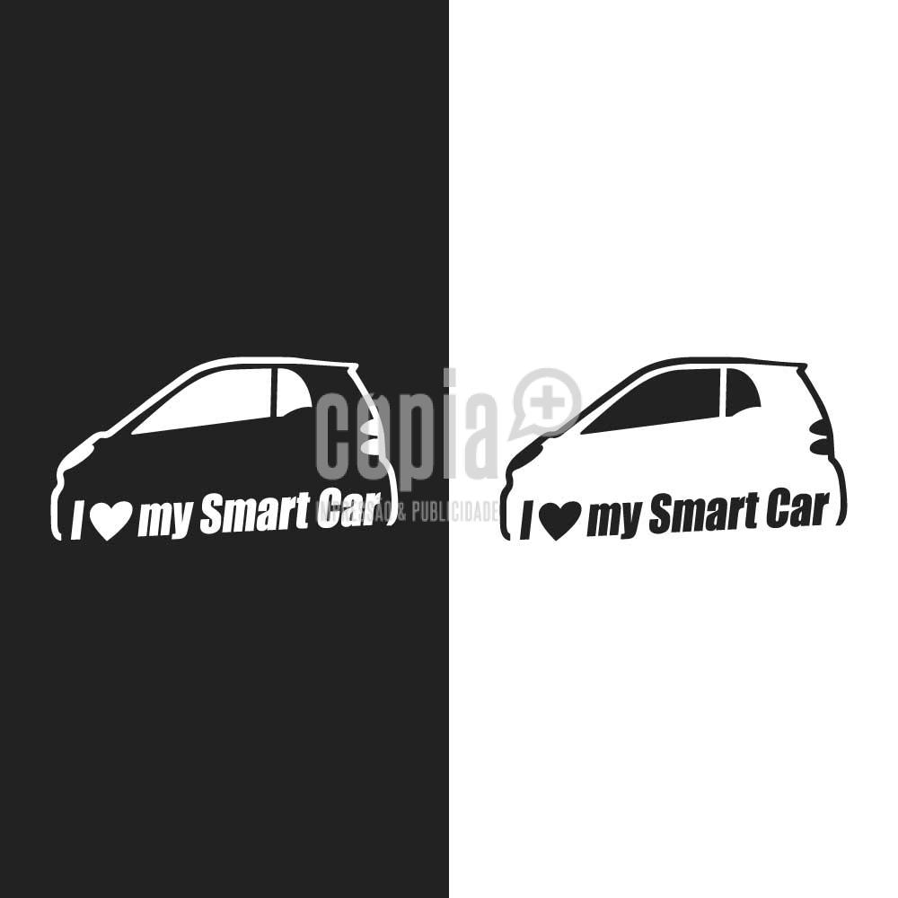 adesivo sticker autocolante i love my smart car cópia+ mod.24