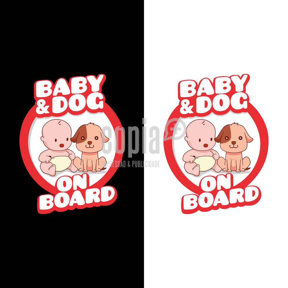 adesivo sticker autocolante baby and dog on board carro cópia+ mod.29