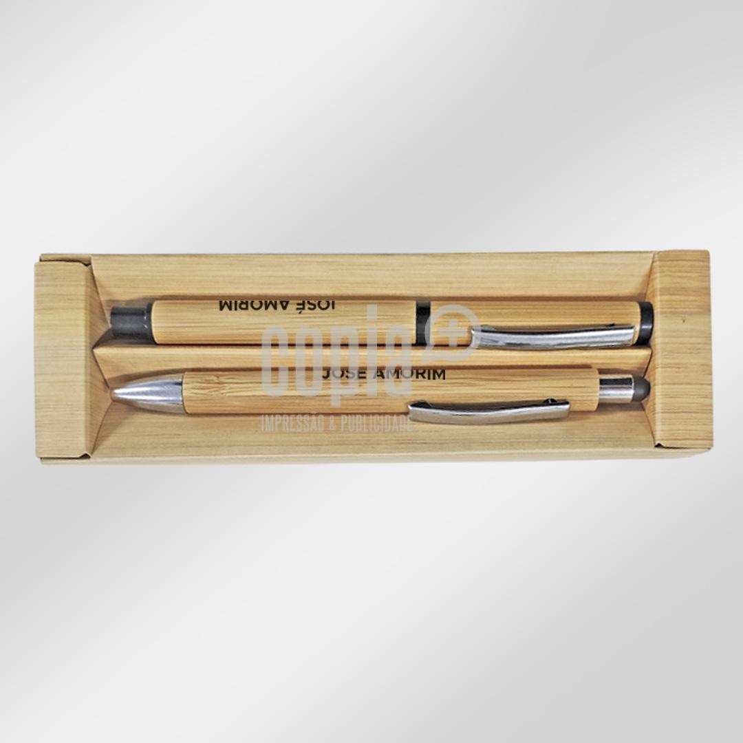caneta + roller bambu personalizado