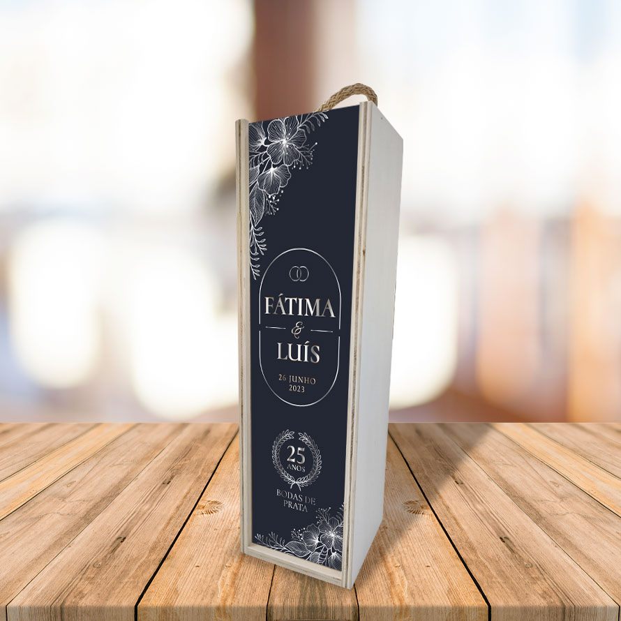 Caixa para garrafa de vinho bodas de prata mod.18 cópia+