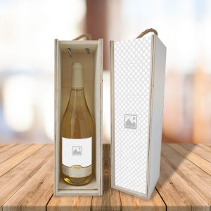 Caixa com garrafa de vinho personalizável cópia+