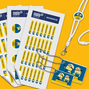 kit etiquetas escolares minions fita lanyard cartão identificação cópia+ mod.10