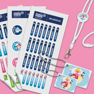 kit etiquetas escolares fita lanyard cartões de identificação princesas disney cópia+ mod.8