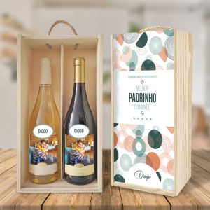 caixa + 2 garrafas de vinho padrinho mod10