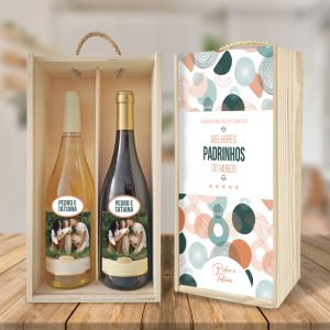 caixa + 2 garrafas vinho padrinhos mod12