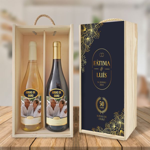 caixas garrafas vinho bodas de ouro mod.17