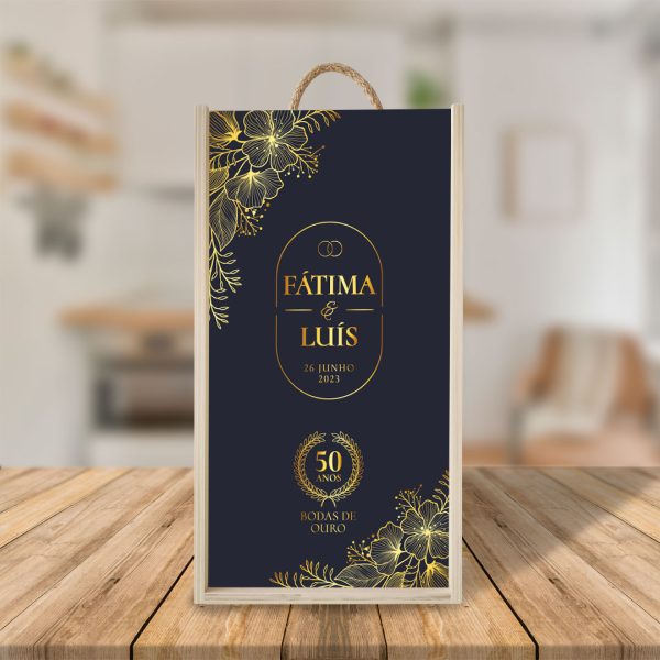 Caixa garrafas de vinho bodas de ouro mod.17