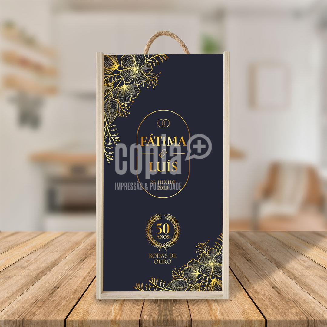 Caixa garrafas de vinho bodas de ouro mod.17