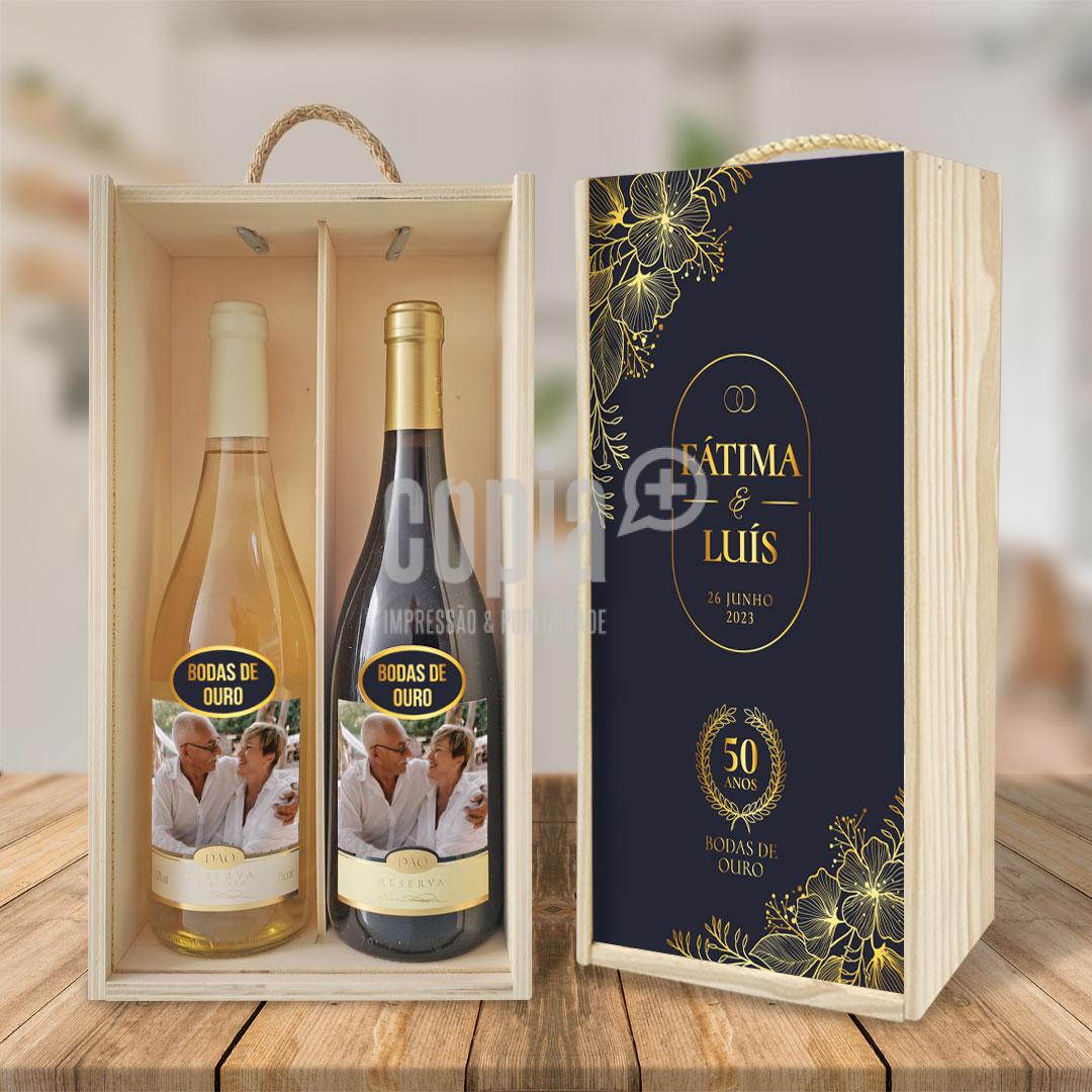 caixas garrafas vinho bodas de ouro mod.17