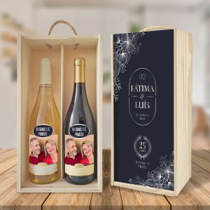 Caixa + garrafas de vinho bodas de prata mod.18