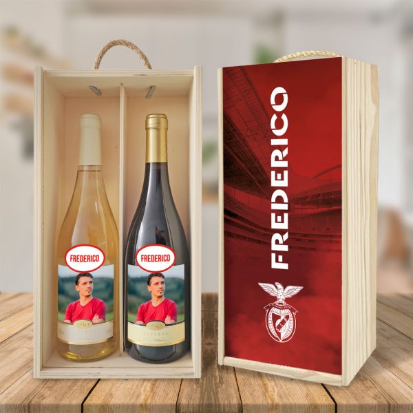 Caixa + garrafas vinho benfica mod19