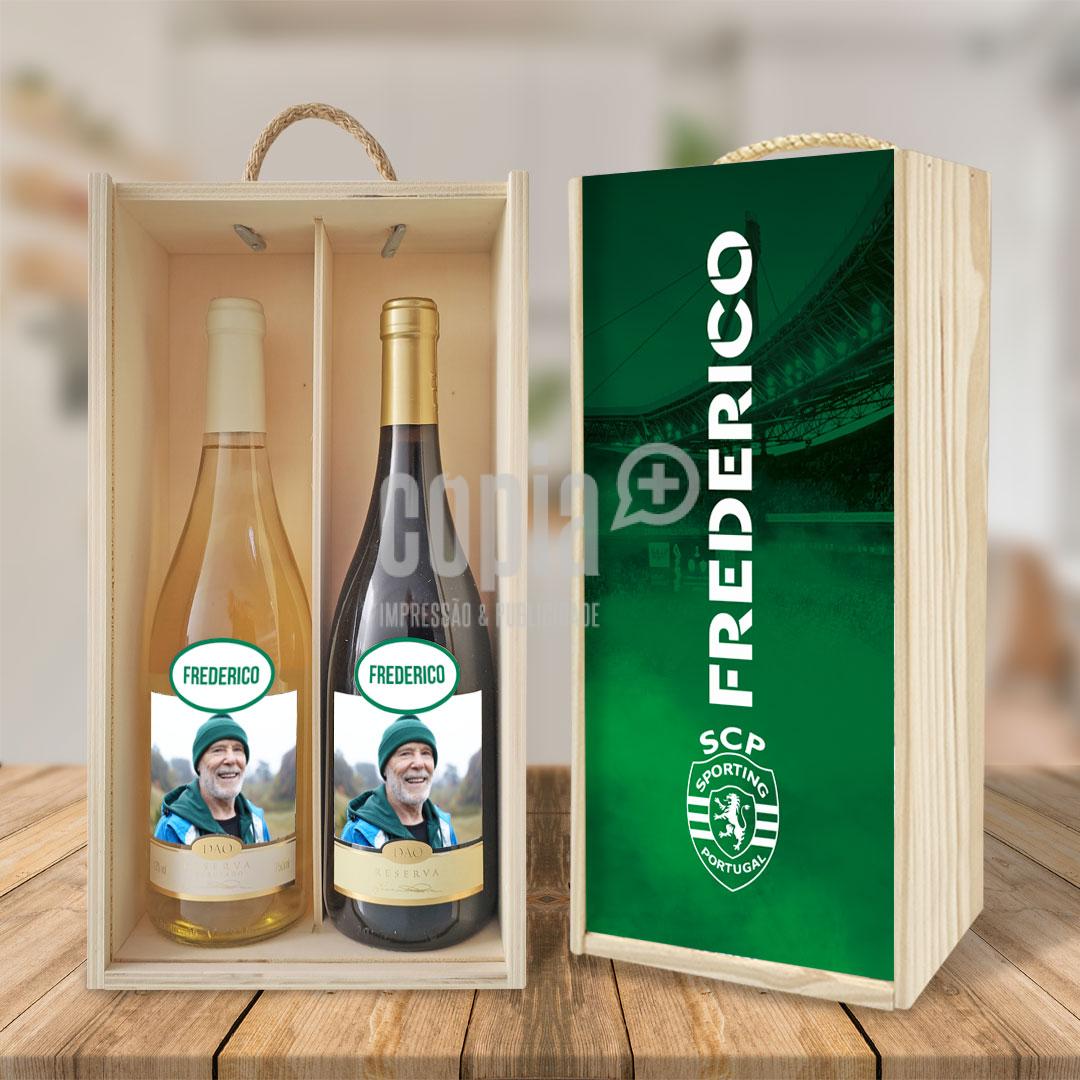 caixa + garrafas de vinho sporting mod.21