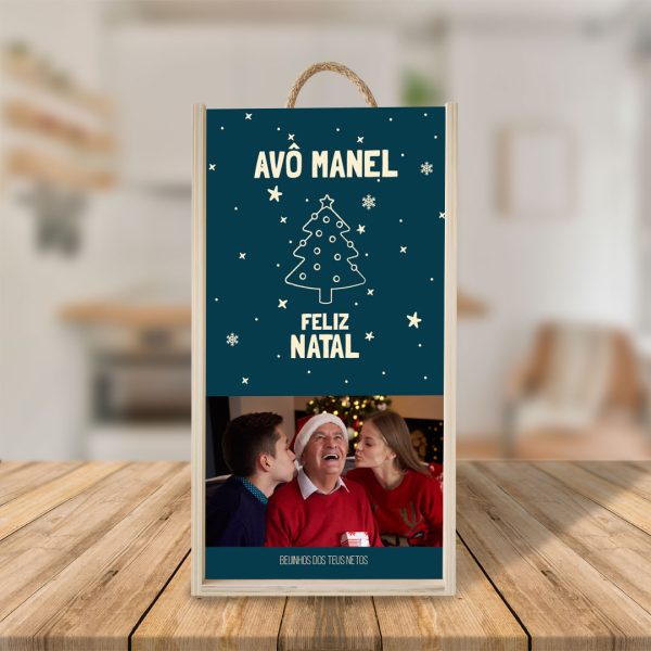 caixa de vinho 2 garrafas personalizada feliz natal mod.3