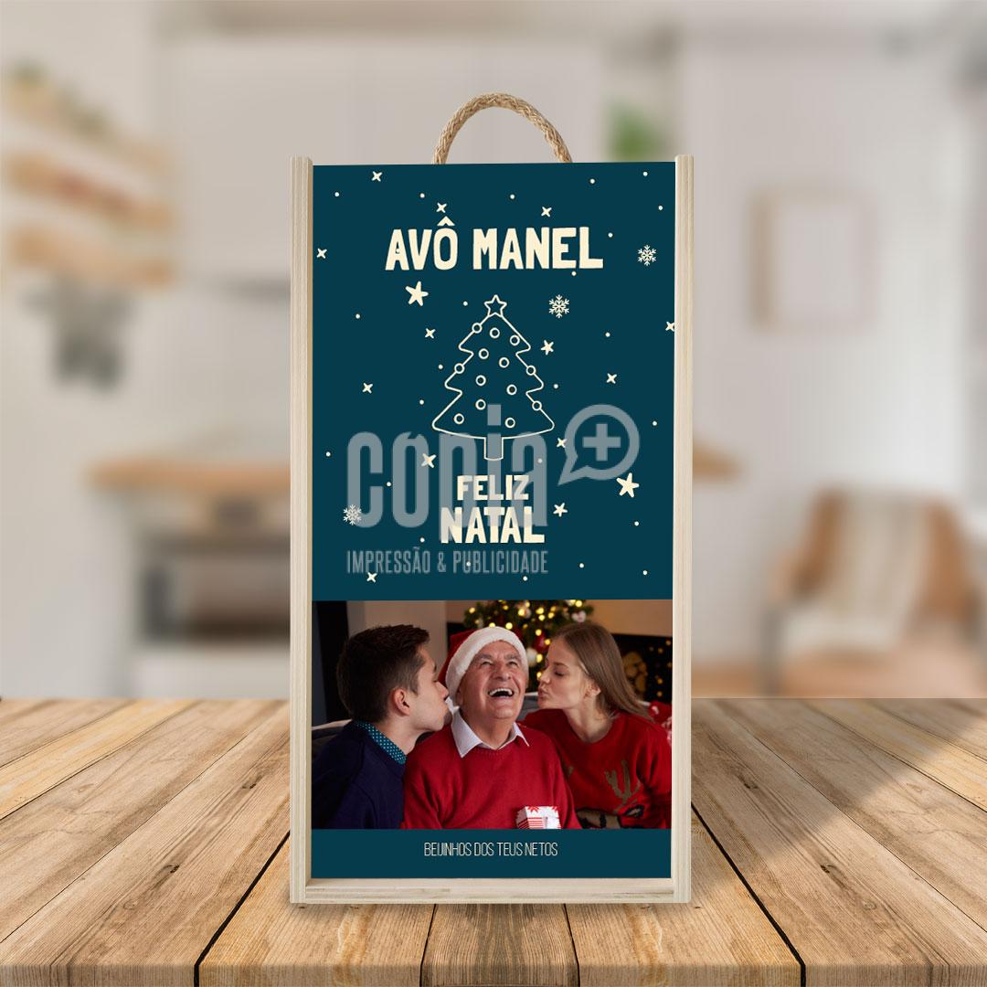 caixa de vinho 2 garrafas personalizada feliz natal mod.3