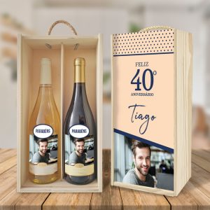 caixa + garrafas de vinho aniversário mod9