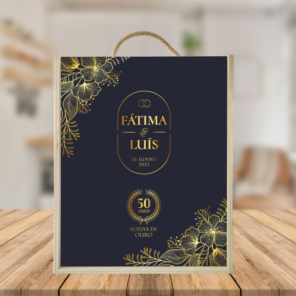 caixa para 3 garrafas de vinho mod.17 bodas de ouro