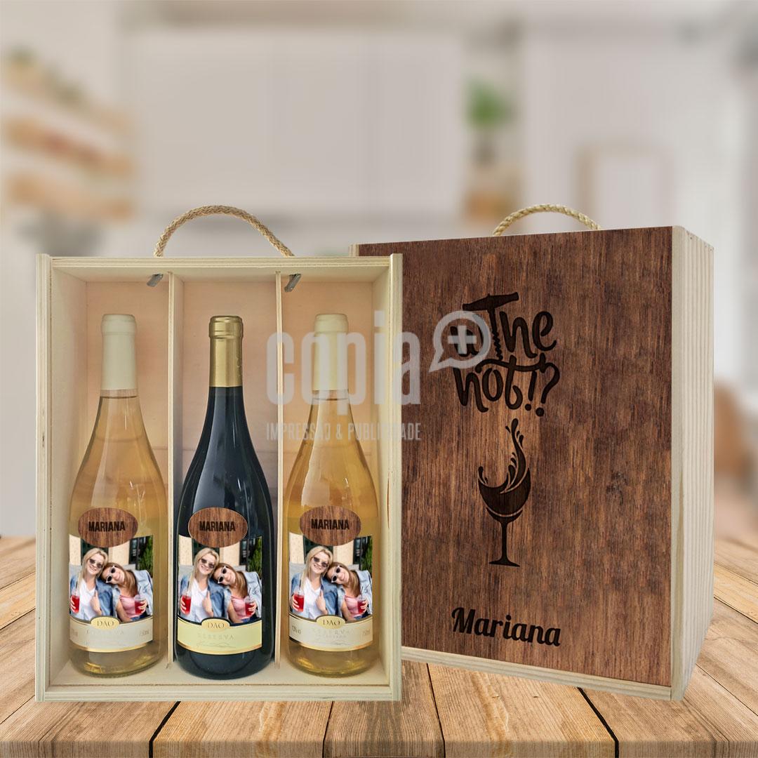 caixa + 3 garrafas de vinho wine not mod.23