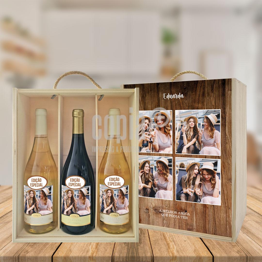 caixa + garrafas de vinho mod.8