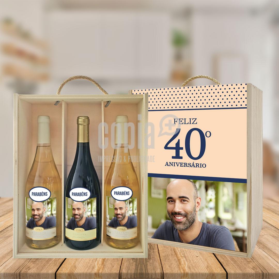 Caixa + 3 garrafas de vinho cópia+ aniversário mod.9